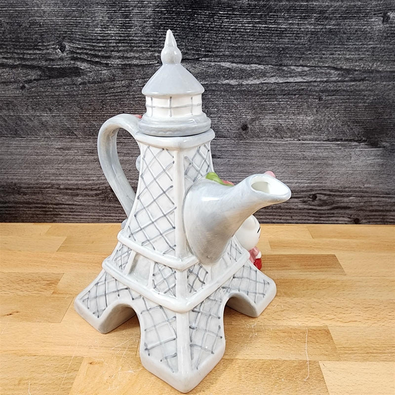 Load image into Gallery viewer, Hello Kitty Bonjour Paris Teapot Ceramic Rose Floral Tea Pot Blue Sky Sanrio