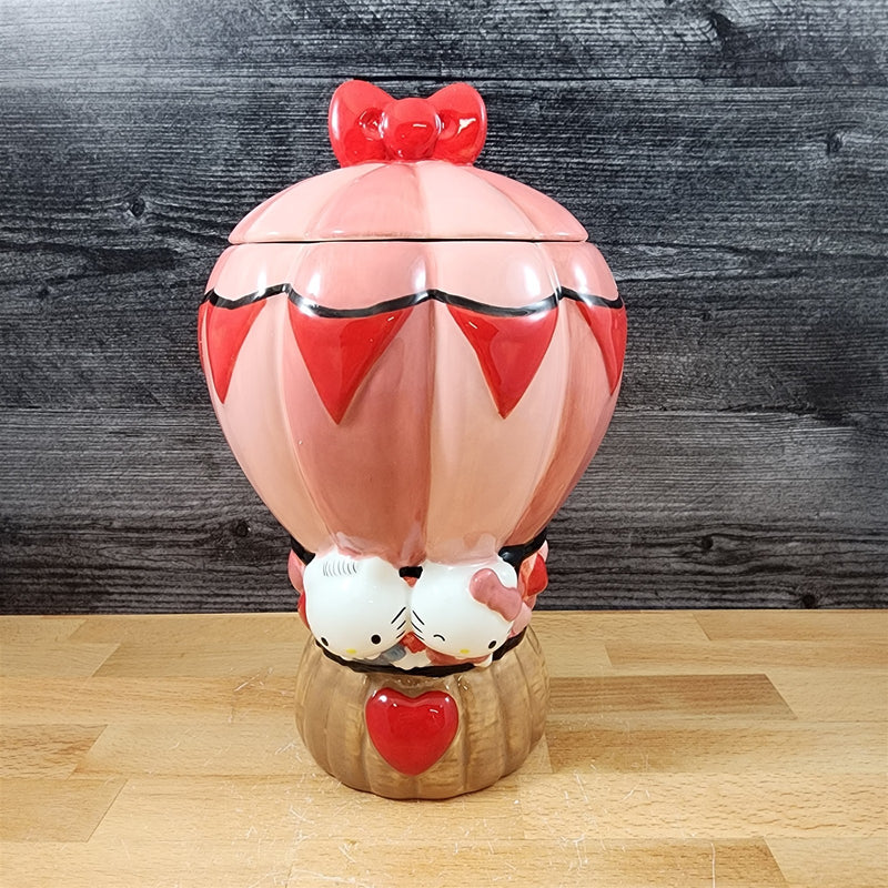 Load image into Gallery viewer, Hello Kitty Dear Daniel Luv Pink Hot Air Balloon Cookie Jar Blue Sky Ceramic