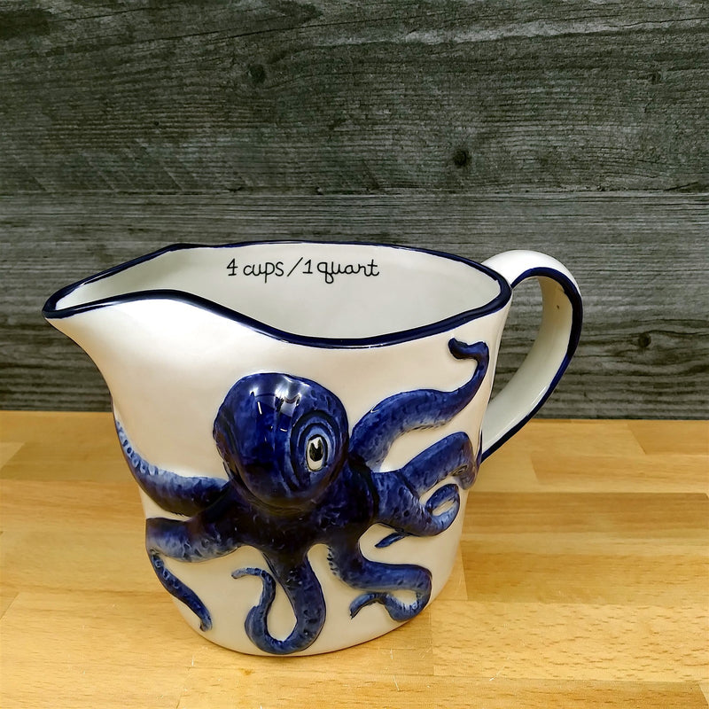 Load image into Gallery viewer, Octopus Measuring Cup 1 Quart Ceramic Batter Bowl by Blue Sky Goldminc