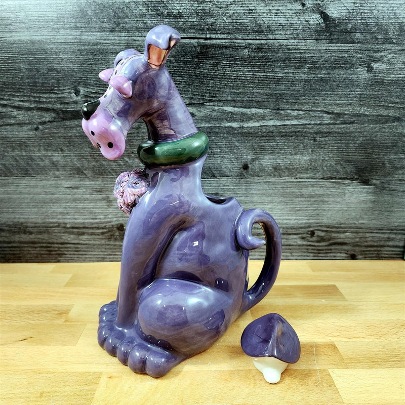 Load image into Gallery viewer, Whimsical Purple Dog Teapot Zappy Ceramic Tea Pot Violet Canine by Blue Sky