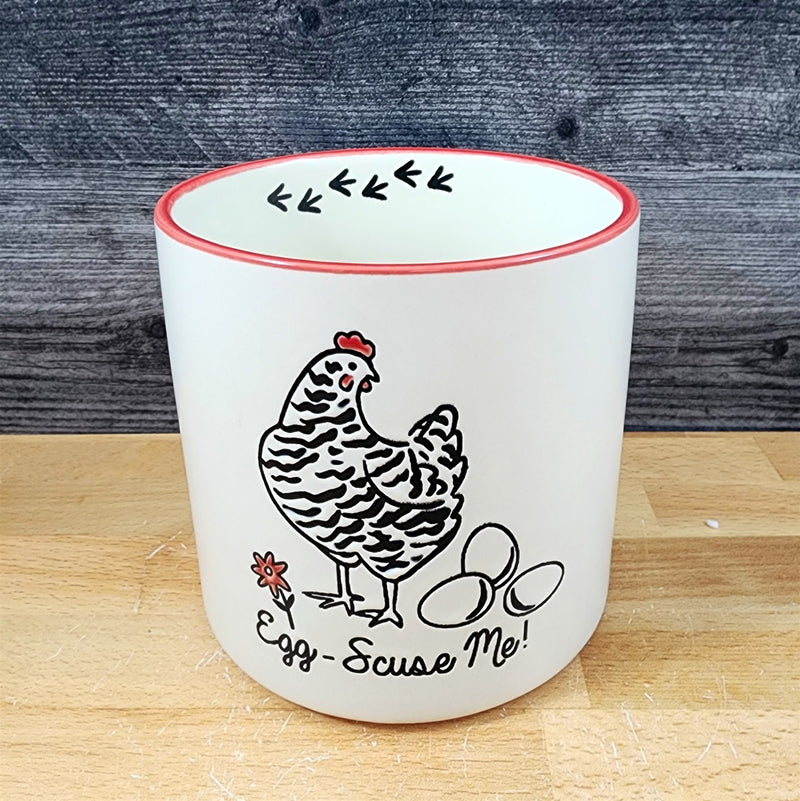 Load image into Gallery viewer, Chicken Planter 5" Utensil Holders Farm Barnyard Ceramic Canister Blue Sky