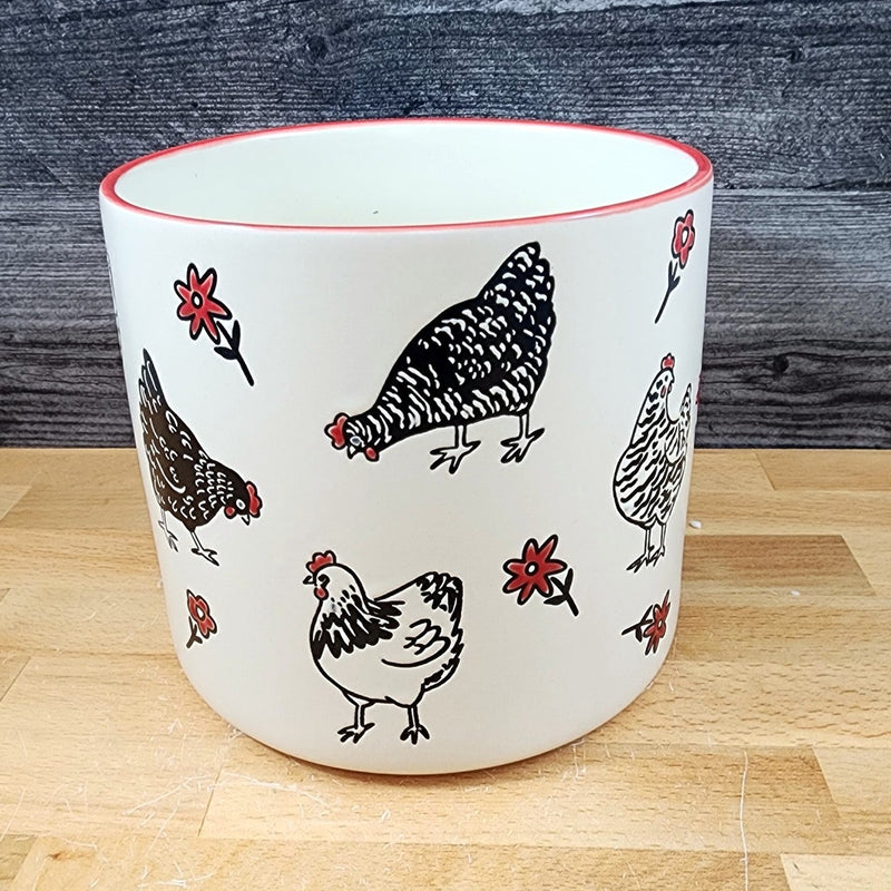 Load image into Gallery viewer, Chicken Planter 6.5" Utensil Holders Farm Barnyard Ceramic Canister Blue Sky