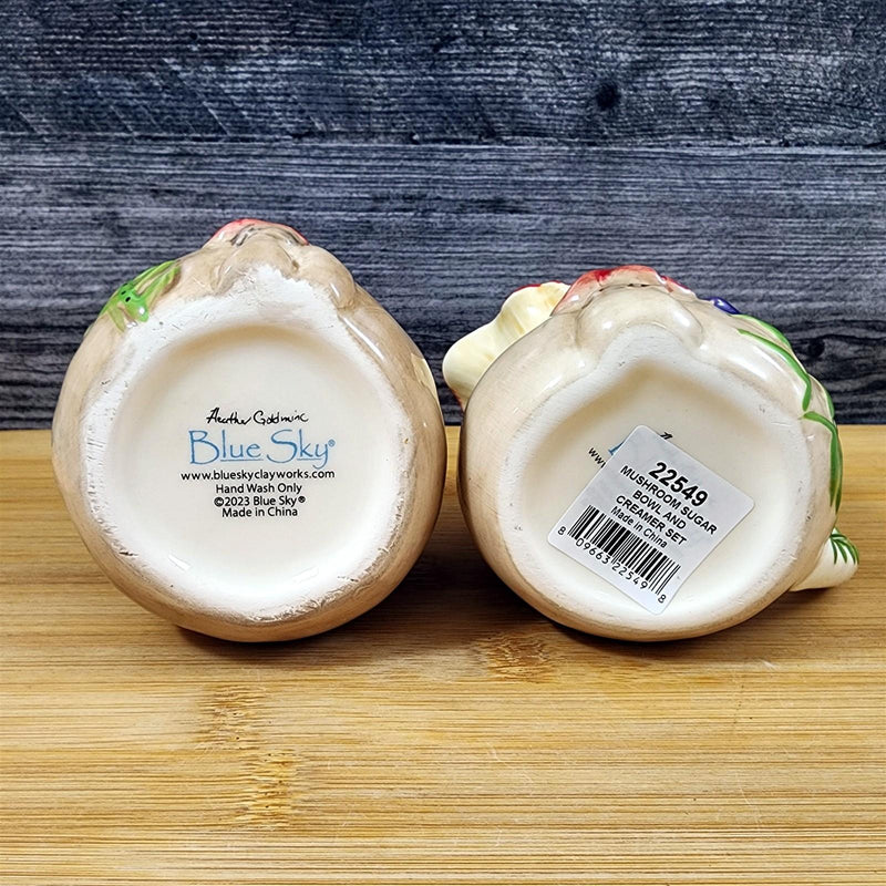 Load image into Gallery viewer, Toadstool Mushroom Sugar Bowl Creamer Set Ceramic Woodland Blue Sky Goldminc