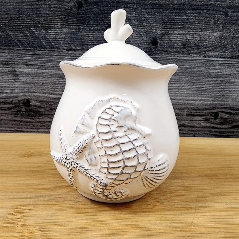 Load image into Gallery viewer, Coastal Seahorse Cream Sugar Set with Spoon White Beach Nautical Blue Sky Decor