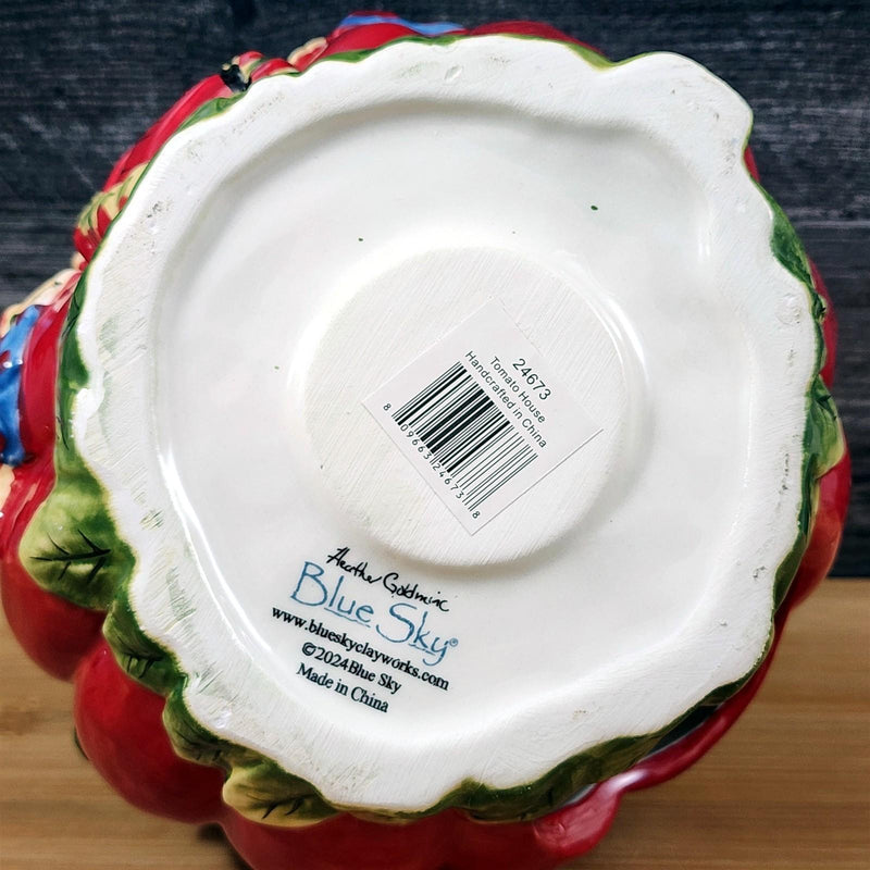 Load image into Gallery viewer, Tomato House Candle Holder Tealight Whimsical Ceramic Red Blue Sky Goldminc