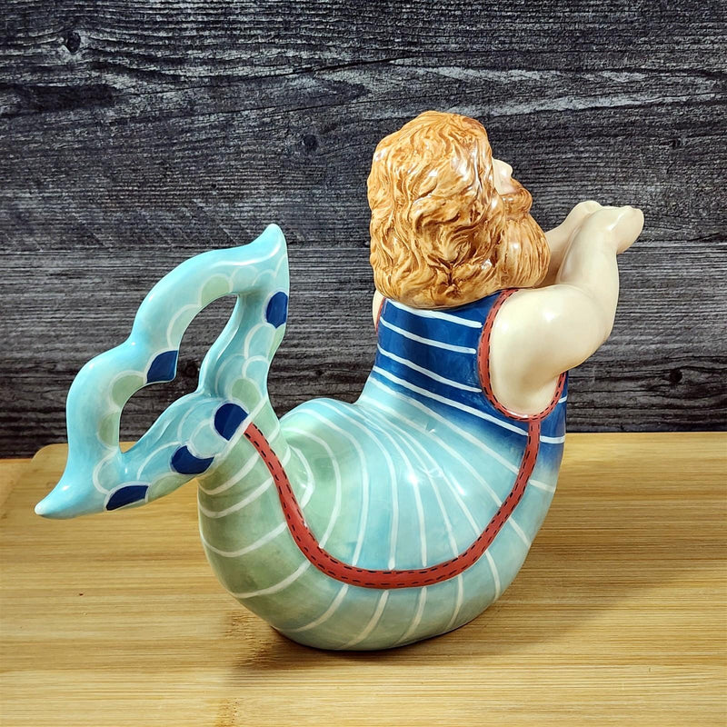 Load image into Gallery viewer, Merman Teapot Nautical Coastal Sea Ceramic Mermaid Style Blue Sky Goldminc