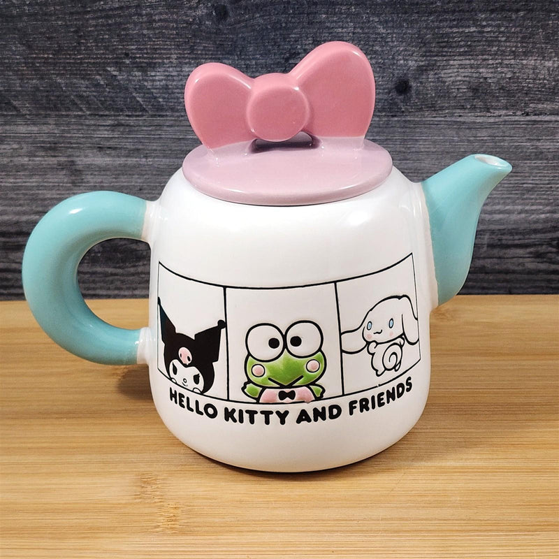 Load image into Gallery viewer, Hello Kitty and Friends Teapot Color Block White Pink Ceramic Blue Sky Sanrio