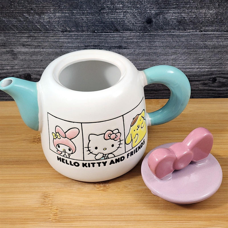 Load image into Gallery viewer, Hello Kitty and Friends Teapot Color Block White Pink Ceramic Blue Sky Sanrio
