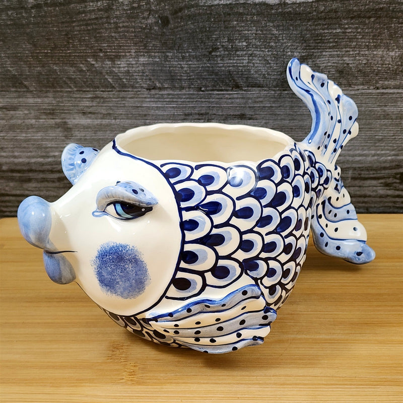 Load image into Gallery viewer, Fish Planter Succulent Plant Pot Holder Ceramic Sea Life Coastal Blue Sky Diane