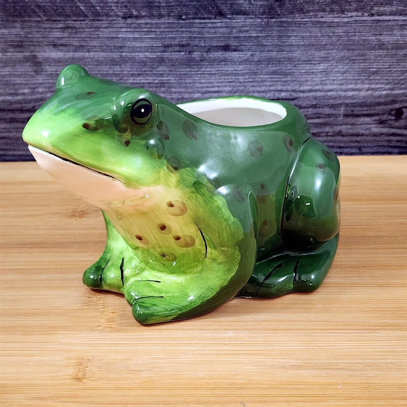Load image into Gallery viewer, Frog Planter Succulent Plant Pot Holder Green Ceramic Blue Sky