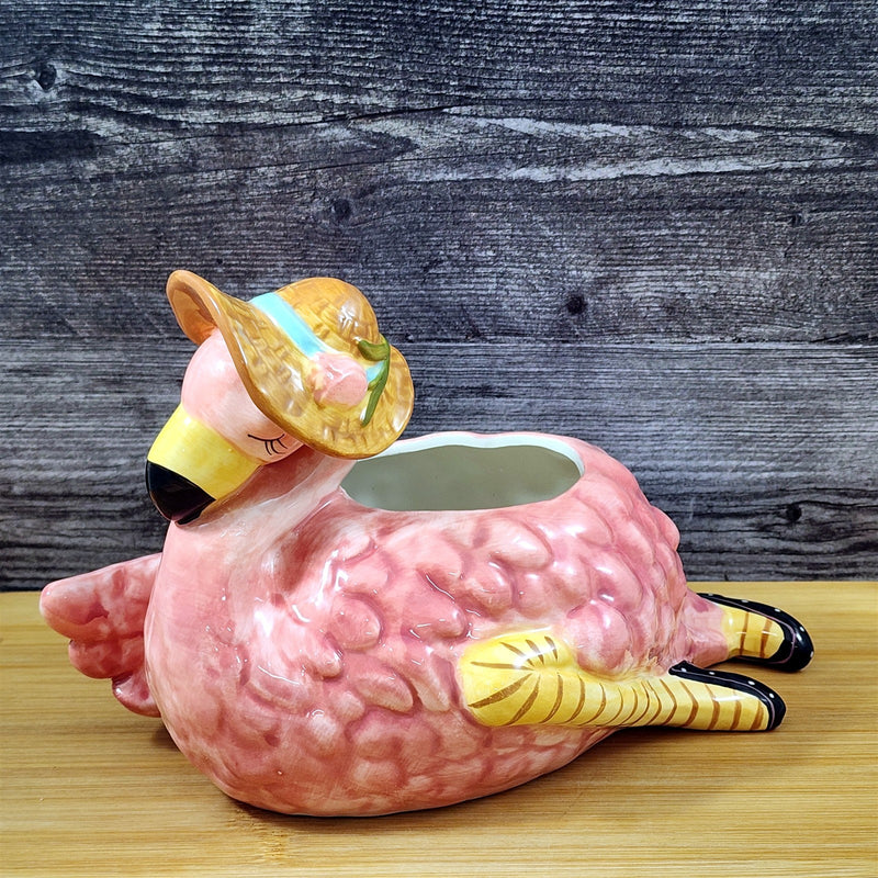 Load image into Gallery viewer, Flamingo Planter Succulent Plant Pot Holder Pink Ceramic Blue Sky Goldmic
