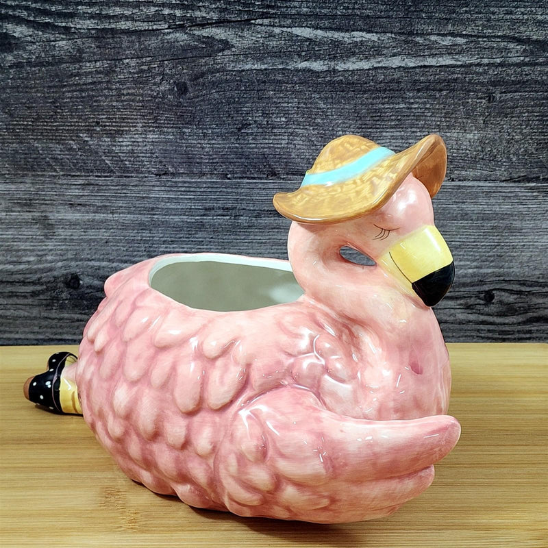 Load image into Gallery viewer, Flamingo Planter Succulent Plant Pot Holder Pink Ceramic Blue Sky Goldmic
