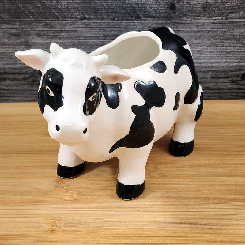 Load image into Gallery viewer, Cow Planter Utensil Succulent Plant Pot Holder Farm Barnyard Ceramic Blue Sky
