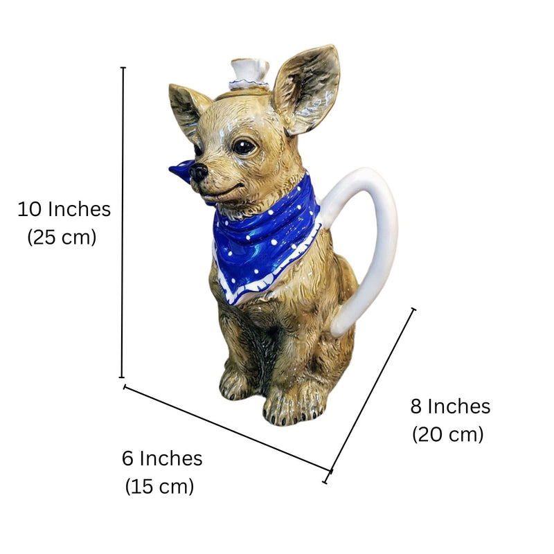 Load image into Gallery viewer, Tea with Diddy Teapot Chihuahua Dog Ceramics Tea Pot Blue Sky Heather Goldminc