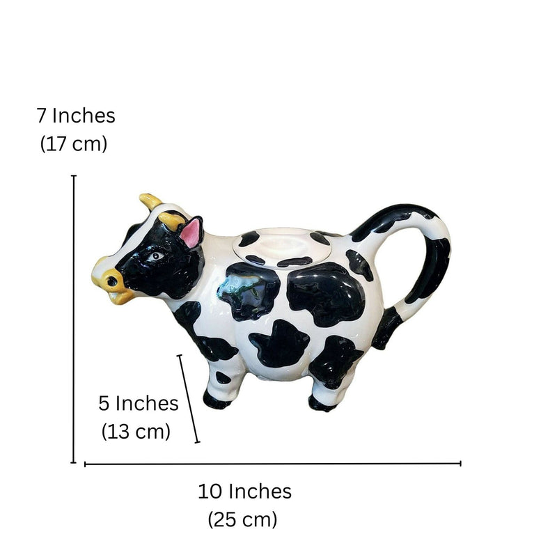 Load image into Gallery viewer, Cow Teapot Ceramics Animal Kitchen Collectible Tea Pot Blue Sky Heather Goldminc