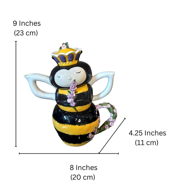 Load image into Gallery viewer, Jea with Queen Bee Tea for One Teapot Animal Ceramics Décor by Blue Sky Goldminc
