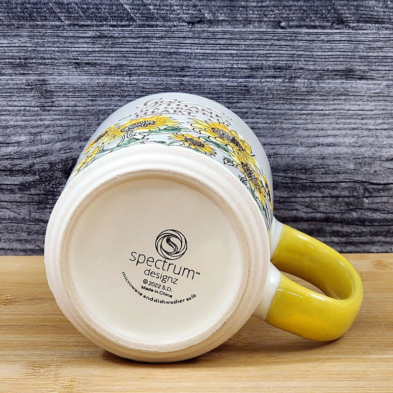 Load image into Gallery viewer, Religious Coffee Mug Thessalonians 5:18 & Sunflower Embossed 18 oz Cup Blue Sky