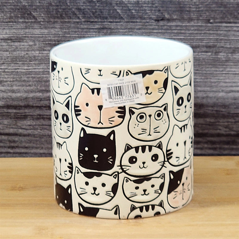 Load image into Gallery viewer, Cat Lover Coffee Mug Faces Embossed Ceramic Tea Cup Large 21oz Blue Sky