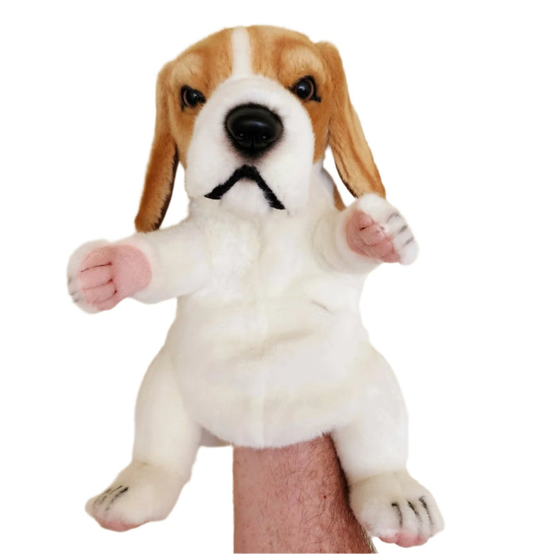 Load image into Gallery viewer, Beagle Dog Hand Puppet by Hansa True to Life Looking Plush Animal Learning Toy