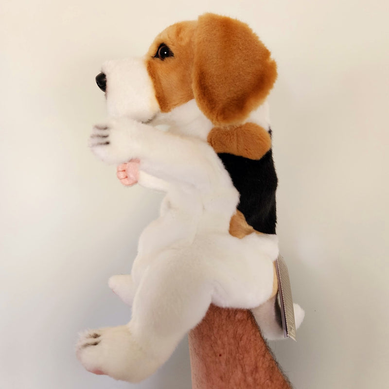 Load image into Gallery viewer, Beagle Dog Hand Puppet by Hansa True to Life Looking Plush Animal Learning Toy
