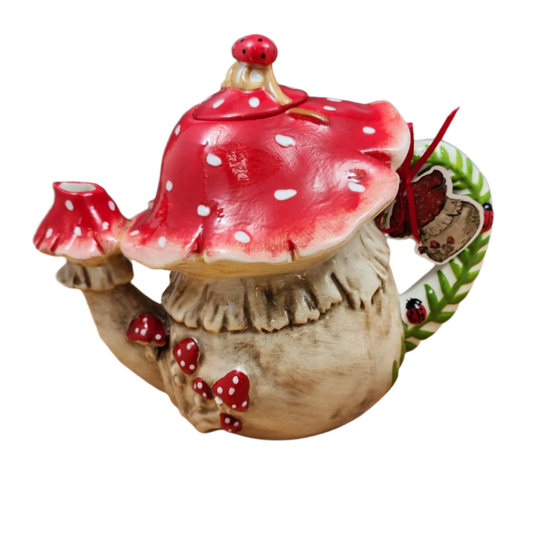 Load image into Gallery viewer, Mushroom Teapot Ceramics Tea Pot by Blue Sky Heather Goldminc Floral Decor