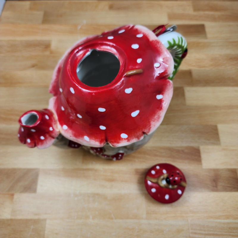 Load image into Gallery viewer, Mushroom Teapot Ceramics Tea Pot by Blue Sky Heather Goldminc Floral Decor