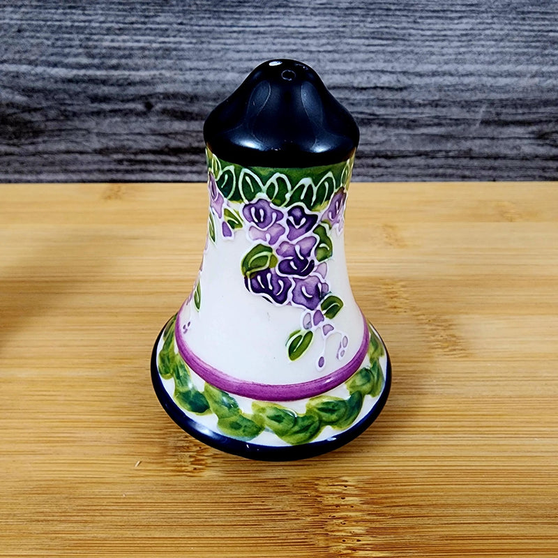 Load image into Gallery viewer, Wisteria Salt Pepper Set Ceramic Collectible Floral Purple by Blue Sky