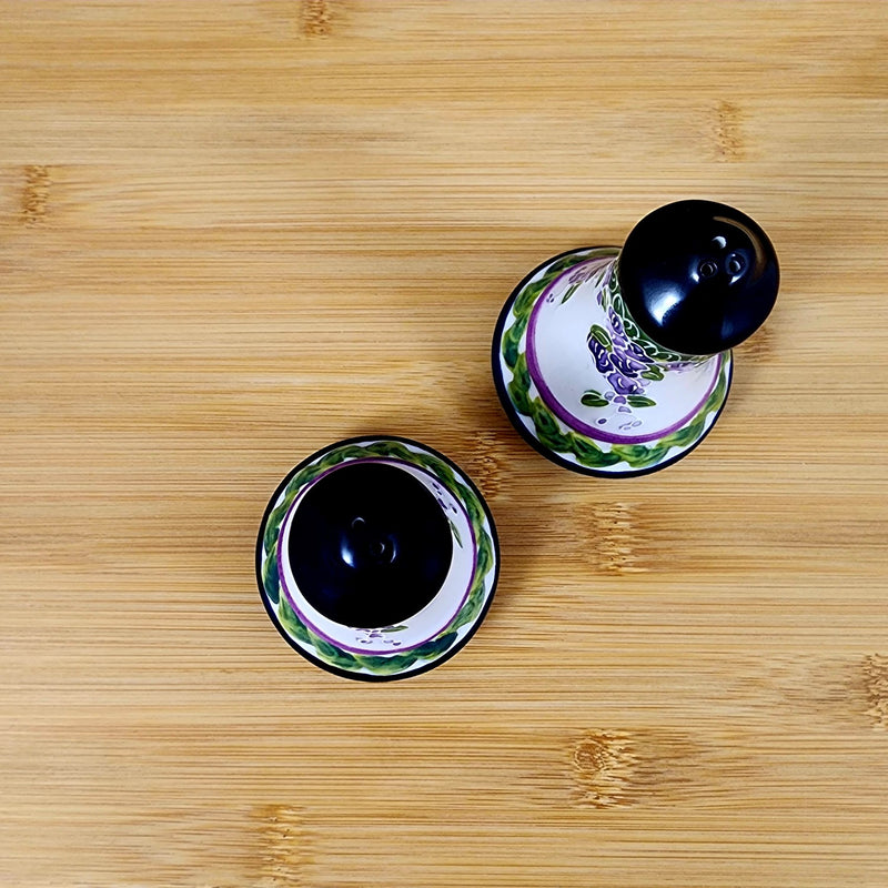 Load image into Gallery viewer, Wisteria Salt Pepper Set Ceramic Collectible Floral Purple by Blue Sky