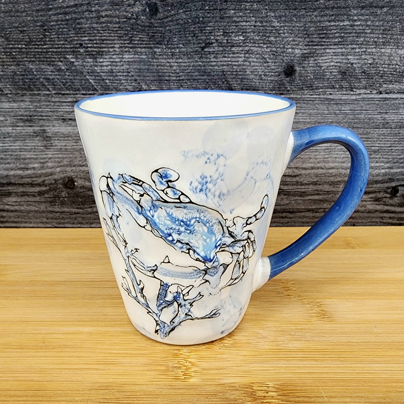 Load image into Gallery viewer, Chesapeake Bay Crab Coffee Mug 16oz (473ml) Embossed Ceramic Tea Cup Blue Sky