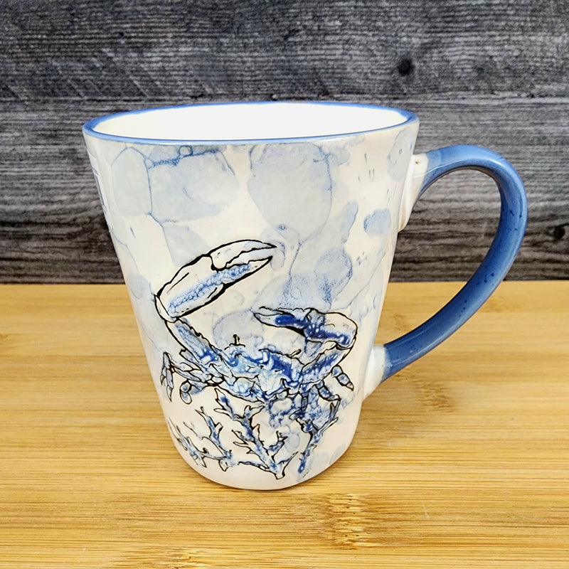 Load image into Gallery viewer, Crab Chesapeake Bay Coffee Mug Ceramic 16oz (473ml) Embossed Tea Cup Blue Sky