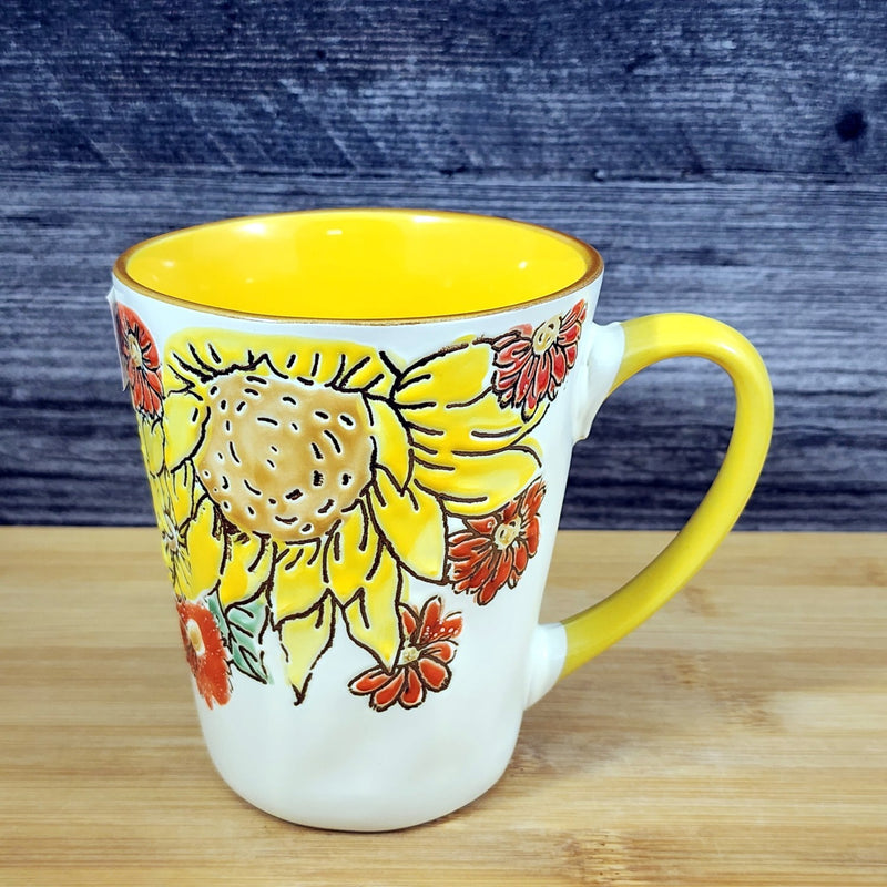 Load image into Gallery viewer, Brandywine Sunflower Floral Coffee Mug Embossed Tea Cup by Blue Sky Ceramic