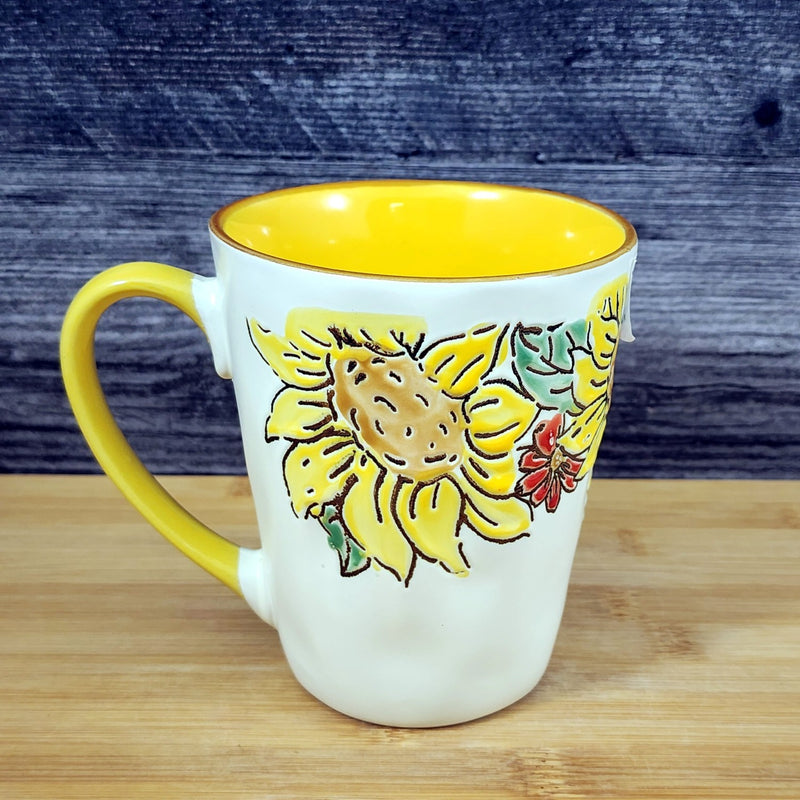 Load image into Gallery viewer, Brandywine Sunflower Floral Coffee Mug Embossed Tea Cup by Blue Sky Ceramic
