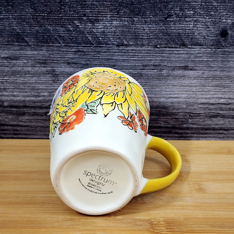 Load image into Gallery viewer, Brandywine Sunflower Floral Coffee Mug Embossed Tea Cup by Blue Sky Ceramic
