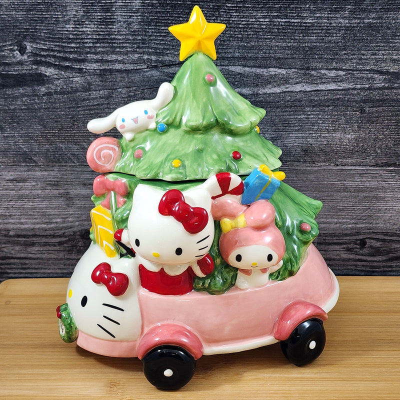 Load image into Gallery viewer, Hello Kitty My Melody Cookie Jar Joy Ride Car Christmas Tree Blue Sky Ceramic