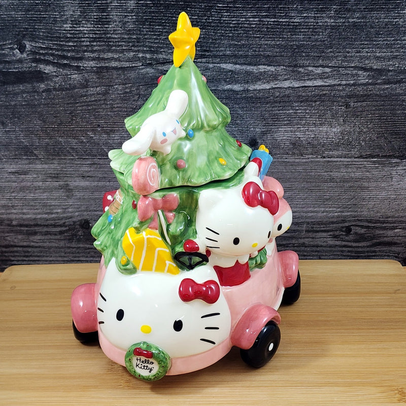Load image into Gallery viewer, Hello Kitty My Melody Cookie Jar Joy Ride Car Christmas Tree Blue Sky Ceramic