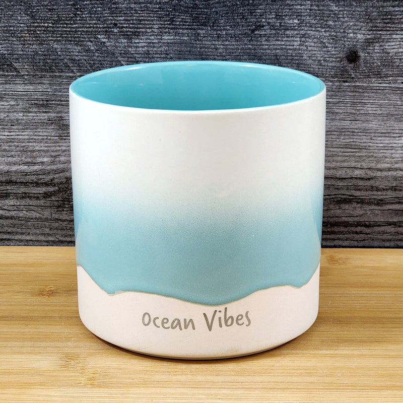 Load image into Gallery viewer, Planter Ocean Beach Ceramic Utensil Organizer Herb Succulent Blue Sky 5in