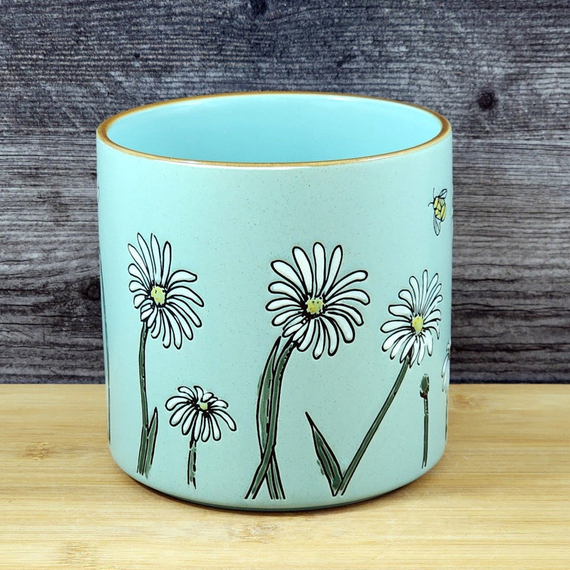Load image into Gallery viewer, Daisy Bee Field Planter Utensil Organizer Succulent Plant Ceramic Blue Sky 5in