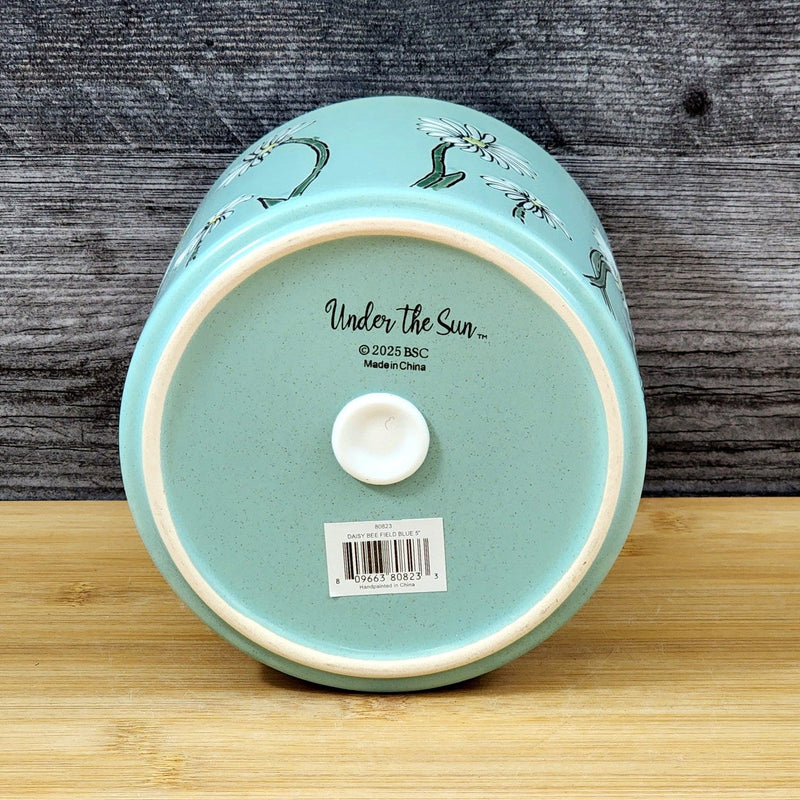 Load image into Gallery viewer, Daisy Bee Field Planter Utensil Organizer Succulent Plant Ceramic Blue Sky 5in