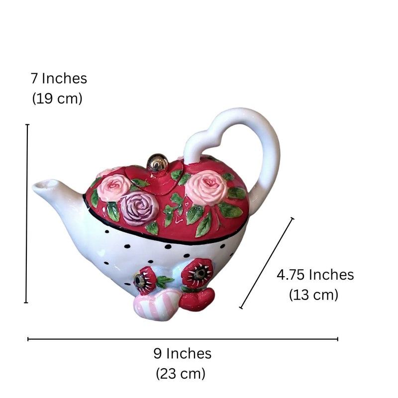 Load image into Gallery viewer, Valentines Day Teapot Foral Ceramics Decorative Home Décor by Blue Sky Goldminc