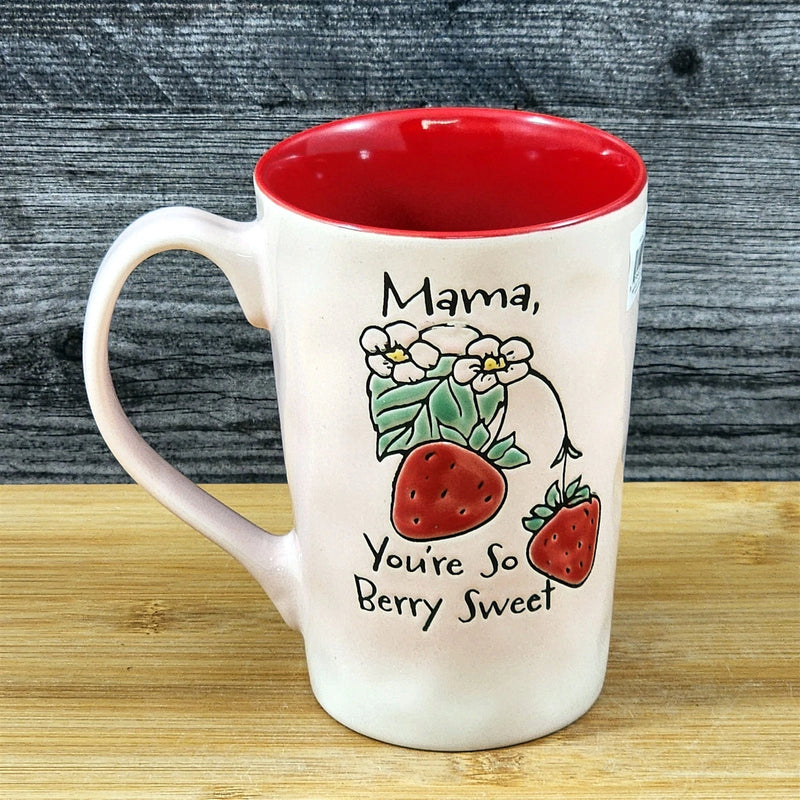 Load image into Gallery viewer, Mom Coffee Mug Ceramic Strawberry Red Tea Cup Mother by Blue Sky 18oz Embossed