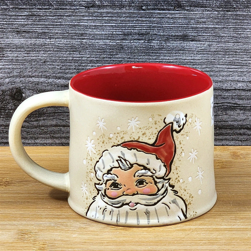 Load image into Gallery viewer, Holiday Santa Coffee Mug Embossed Christmas Cup Ceramic Red by Blue Sky 18oz
