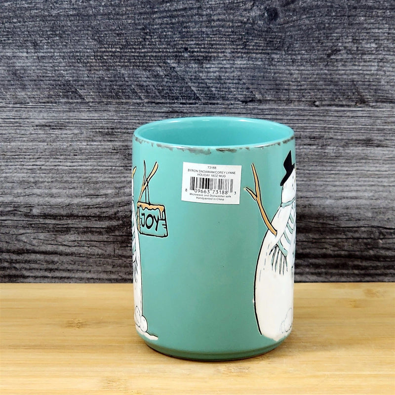 Load image into Gallery viewer, Snowman Christmas Coffee Mug Winter Holiday Cup Green 18oz Ceramic Blue Sky