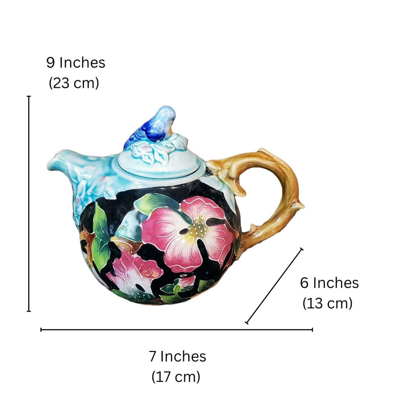 Load image into Gallery viewer, Dogwood Teapot Ceramics Flower Collectable Tea Pot Décor by Blue Sky Goldminc