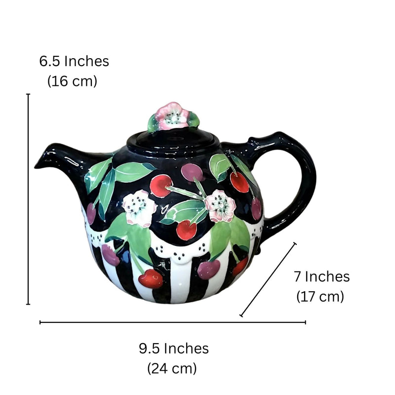 Load image into Gallery viewer, Cherry Floral Teapot Collectible Ceramics Tea PoT Flower by Blue Sky Goldminc