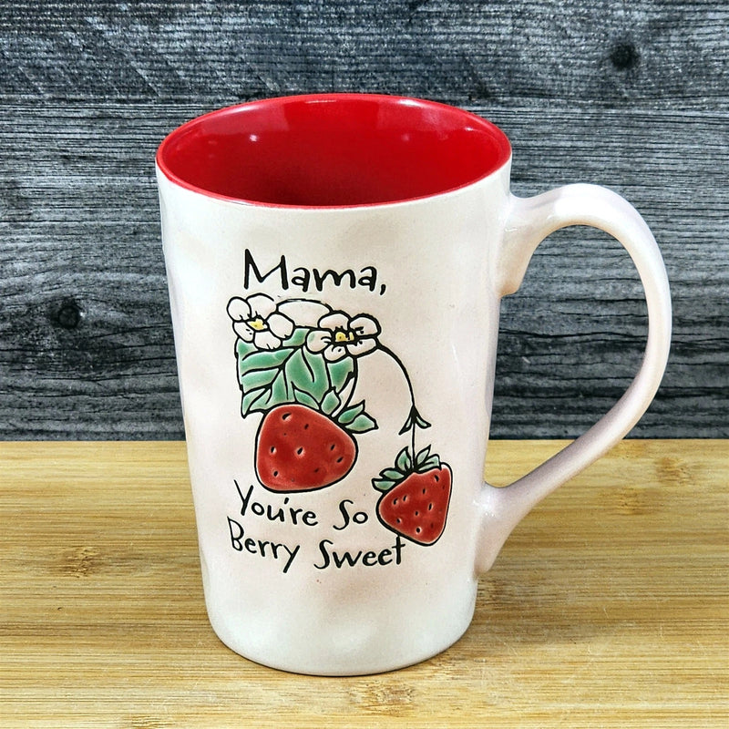 Load image into Gallery viewer, Mom Coffee Mug Ceramic Strawberry Red Tea Cup Mother by Blue Sky 18oz Embossed
