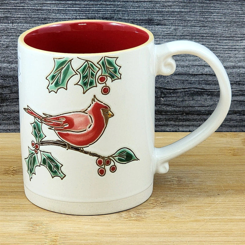 Load image into Gallery viewer, Christmas Red Cardinal Coffee Mug Ceramic Holiday Embossed Cup Blue Sky 16oz