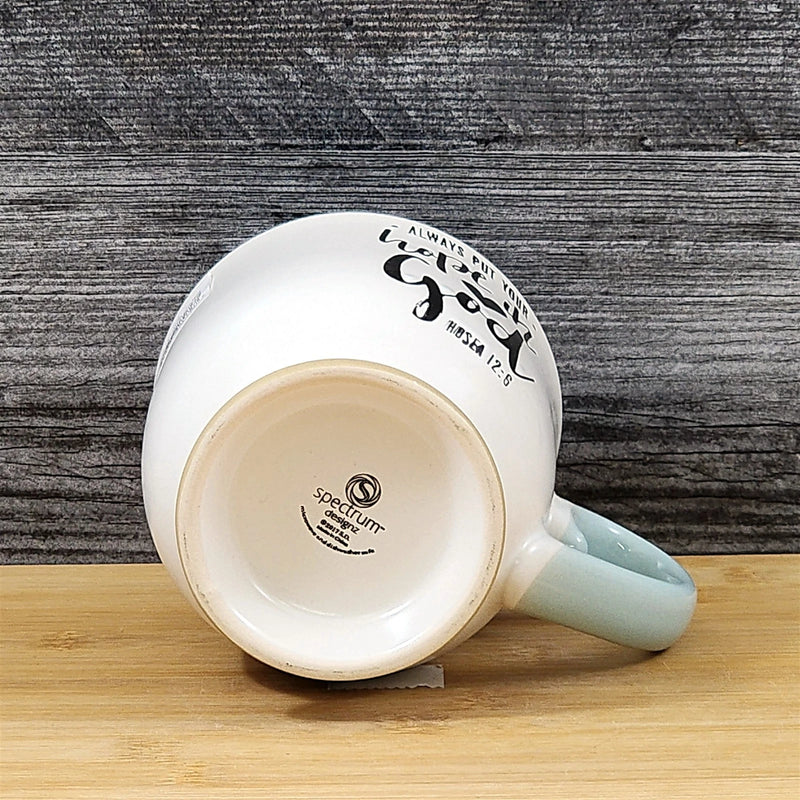 Load image into Gallery viewer, Religious Coffee Mug Hosea 12:6 Inspirational Tea Cup Ceramic Blue Sky 17oz