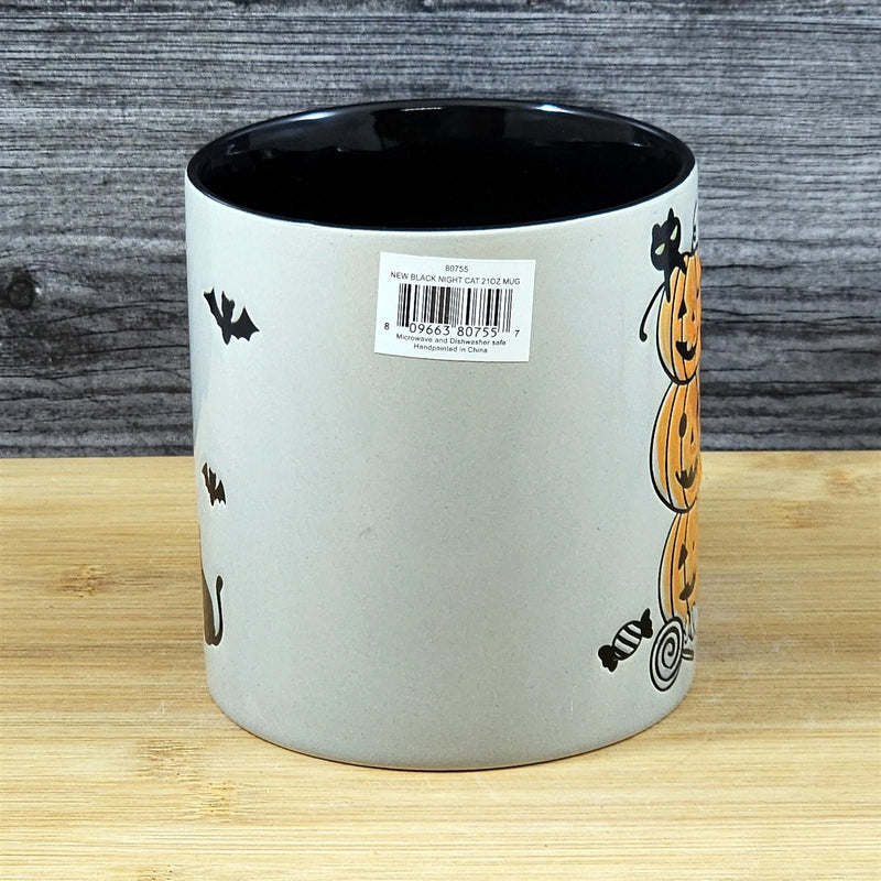 Load image into Gallery viewer, Halloween Pumpkins Black Cats Mug Ceramic Embossed Coffee Tea Cup Blue Sky 21oz