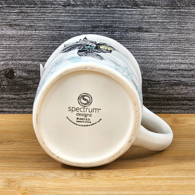 Load image into Gallery viewer, Hummingbird Coffee Mug Floral Embossed Pink Ceramic Tea Cup Blue Sky 17oz