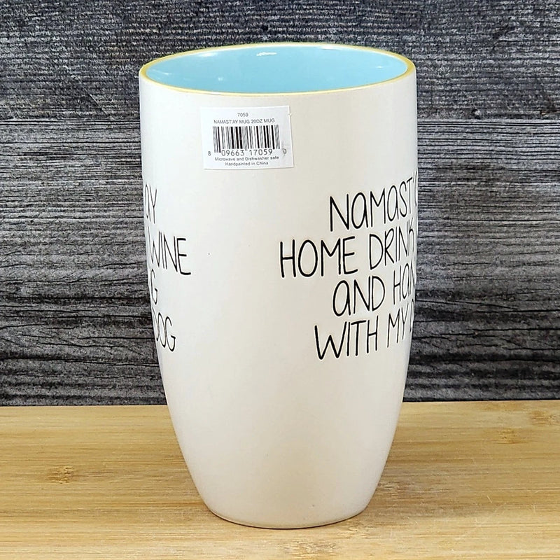 Load image into Gallery viewer, Namast'ay Home With My Dogs and Wine Coffee Mug Embossed Ceramic Cup Blue Sky